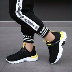 Boys Striped Knit Sneakers with Hook and Loop Fastener