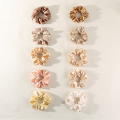 10pcs Silk Satin Solid Hair Ties Oversize Scrunchies Colorful Scrunchies