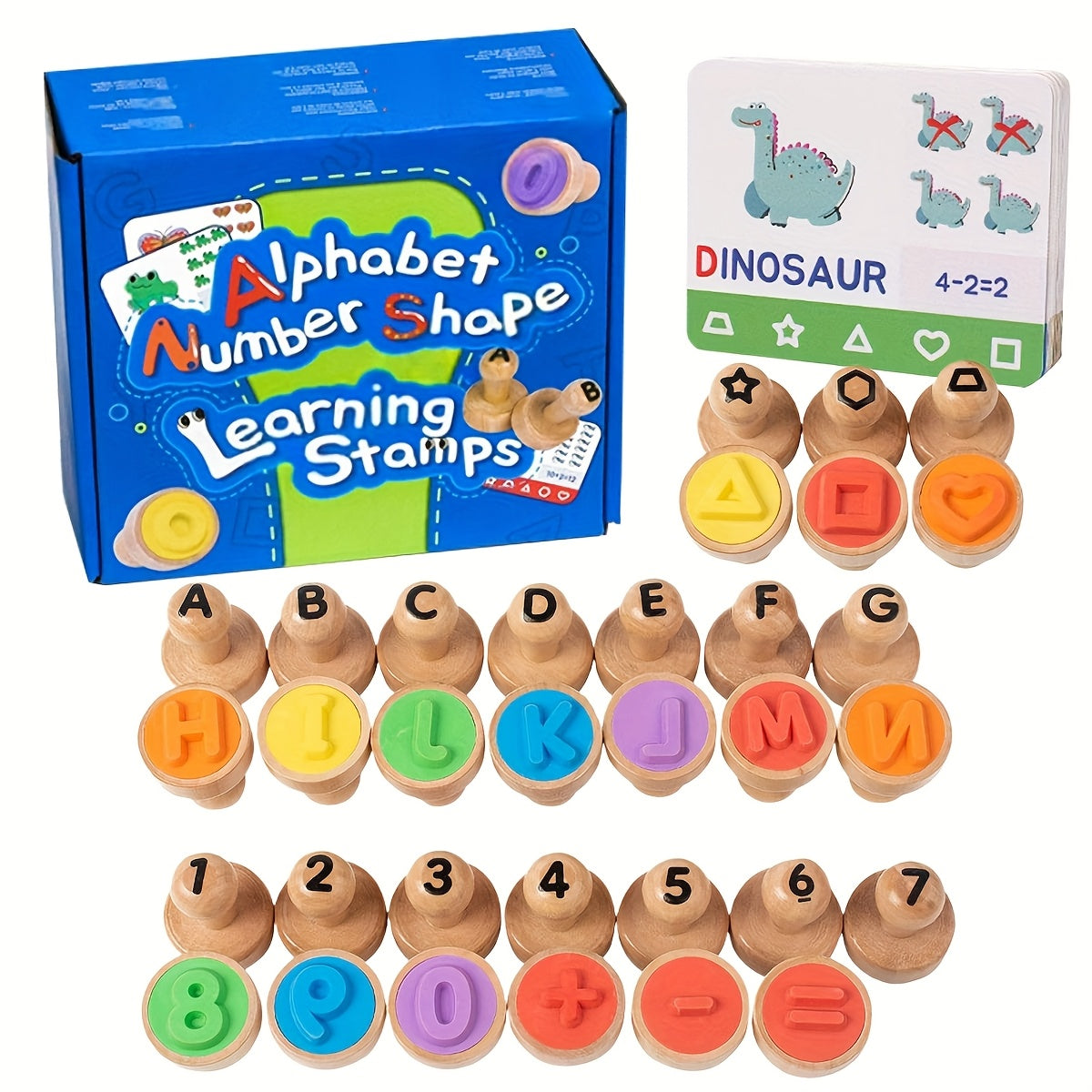 Wooden Stamp Creative Toy Set - Fun Letter and Number Shape Stamps