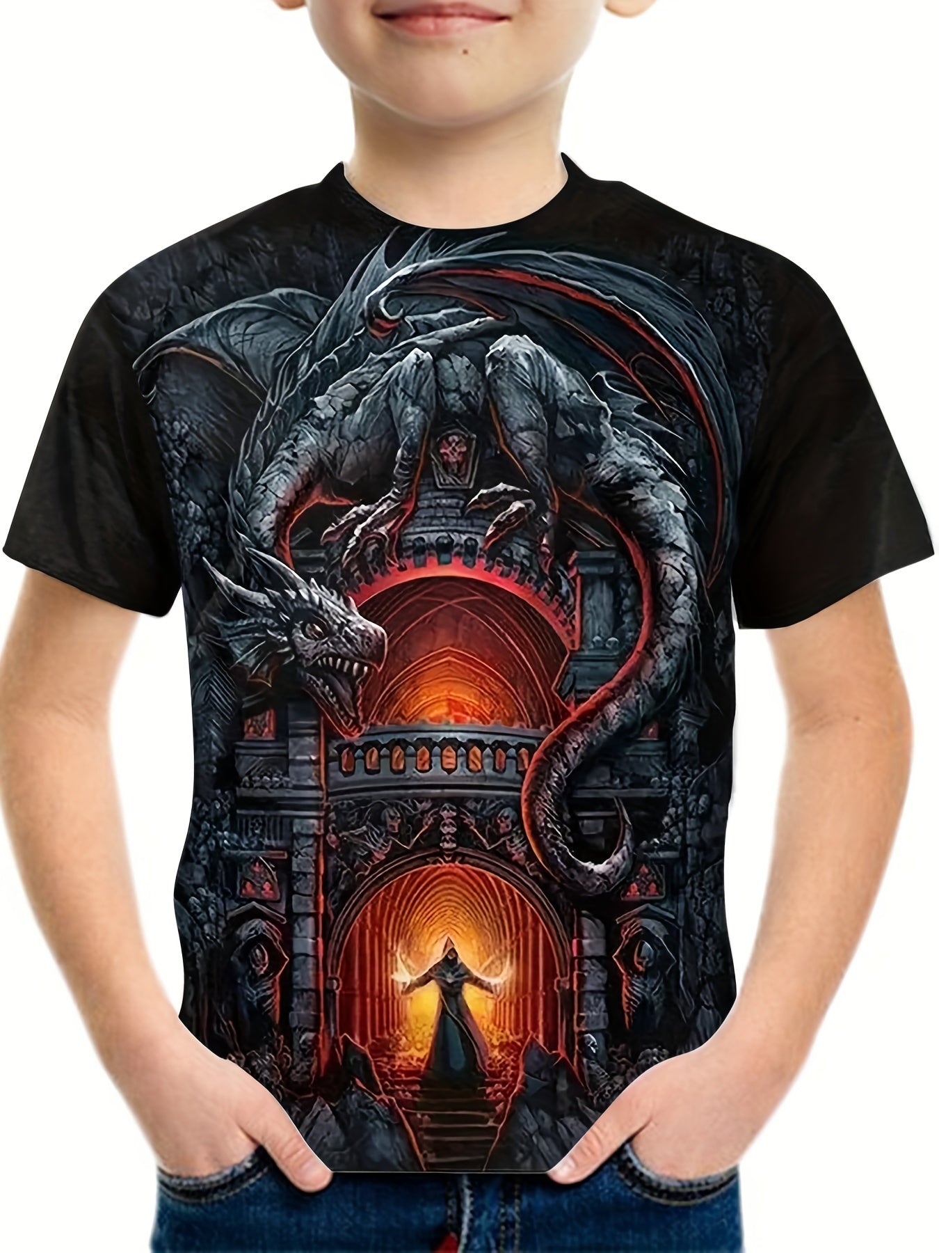 Boys' Skeleton & Dragon T-shirt for Summer