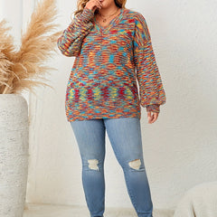 Heathered Lantern Sleeve V Neck Sweater
