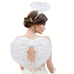 Halloween Angel Wings Costume Ladies With Halo Angel Wings