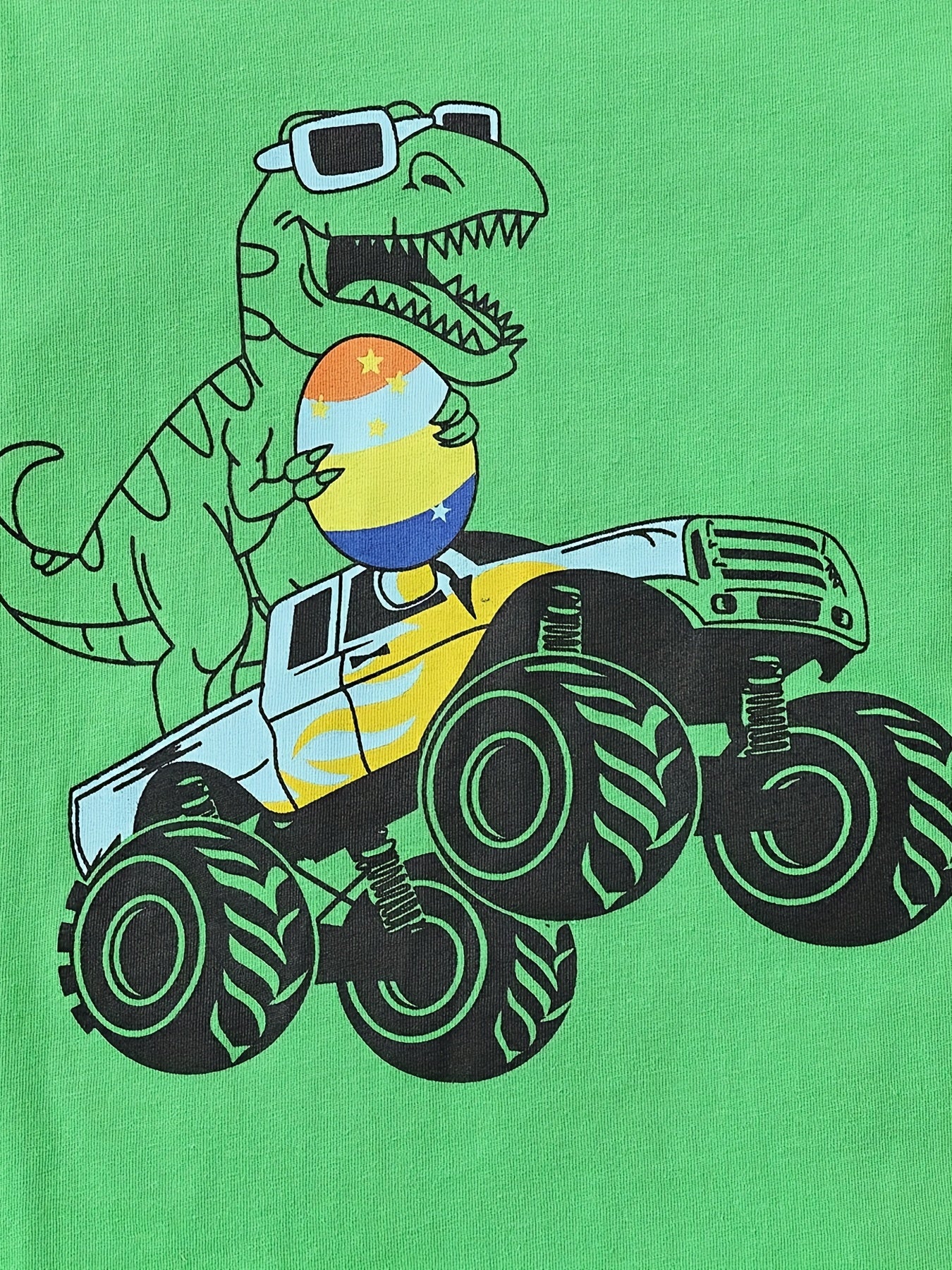Boys Dino Easter Egg Off-road Vehicle Print Outfit Set