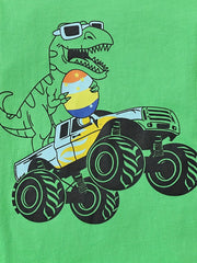 Boys Dino Easter Egg Off-road Vehicle Print Outfit Set