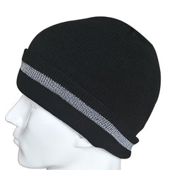 Reflective Stripe Knitted Hat Safety Winter Cap
