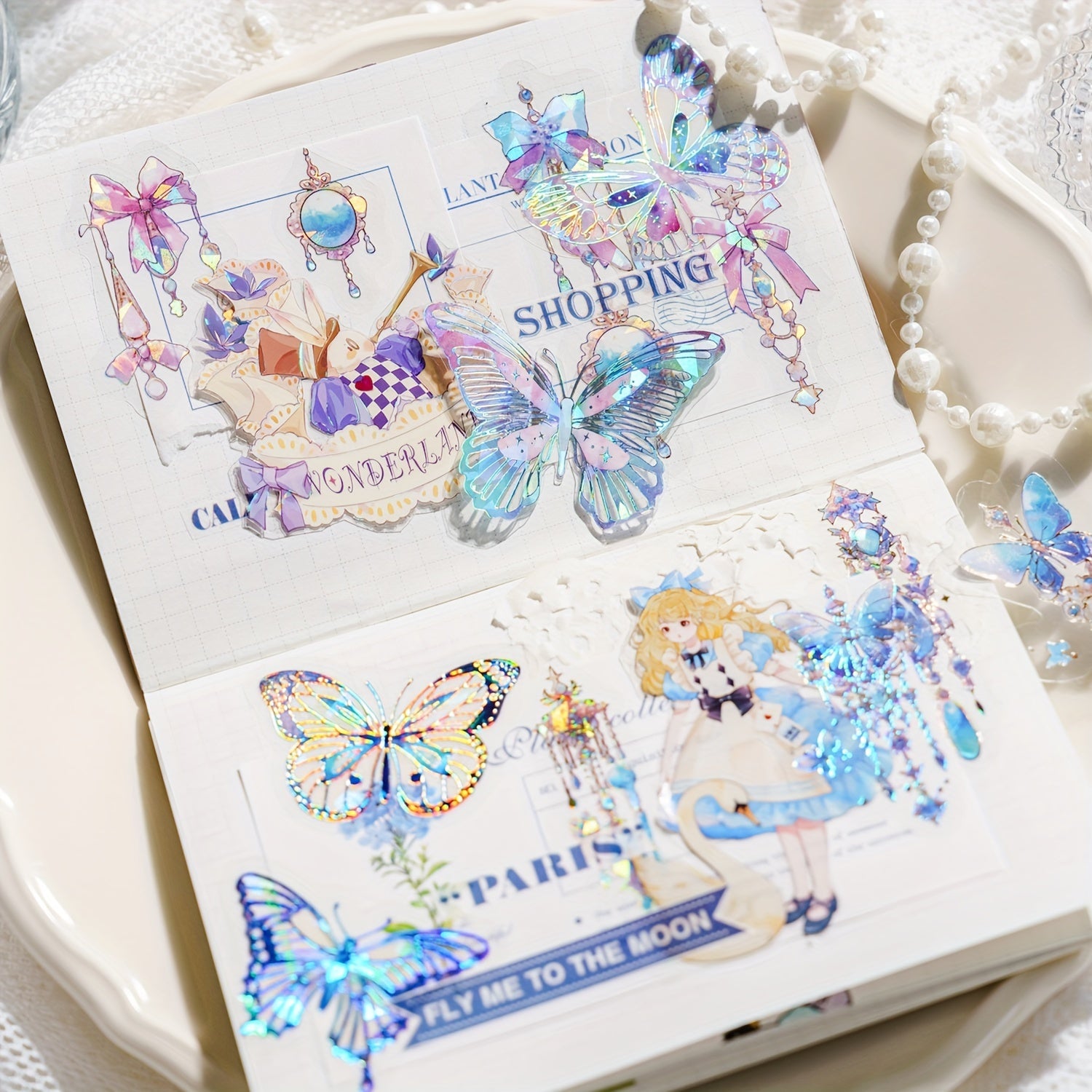 20sheets Ice Crystal Laser Golden Jewelry PET Sticker Set