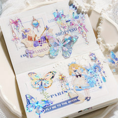 20sheets Ice Crystal Laser Golden Jewelry PET Sticker Set