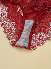 4-Pack Plus Size Sexy Floral Lace Briefs Set Women's Pantie