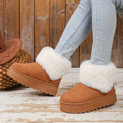 Women's Plush Lined Thermal Snow Boots - Non Slip Wear Resistance Shoes