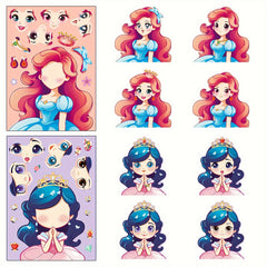 6pcs Princess Face Changing Stickers Cartoon Puzzle Stickers