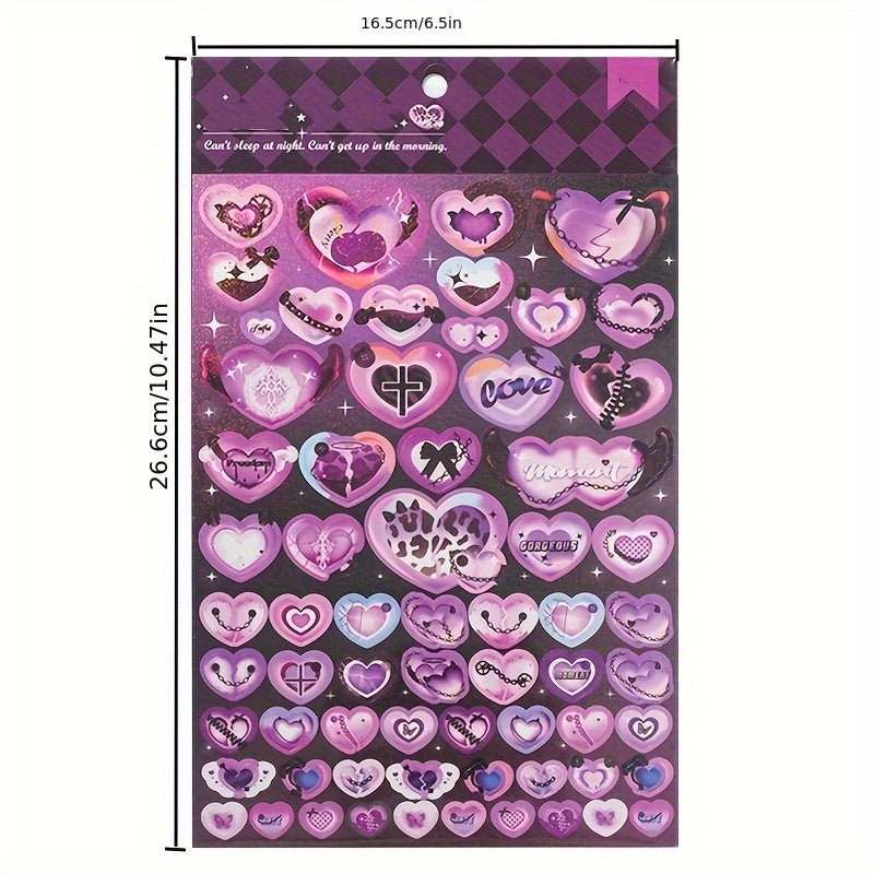Heart Stickers Self Adhesive Scrapbook Decorations Pastel Love XOXO