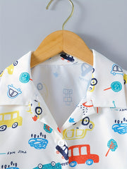 Boys 2pcs Pajamas Graffiti Car Cloud Print PJ Set