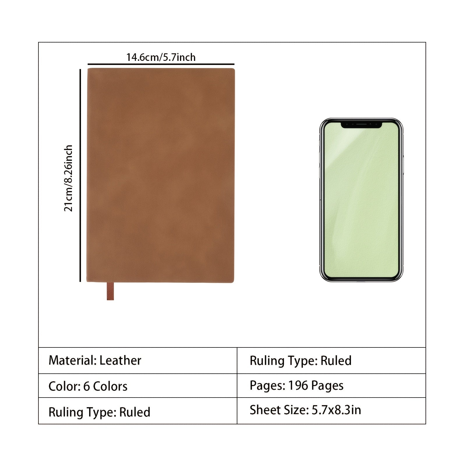 A5 Journal Notebook Thick Paper 196 Pages Leather Hardcover Journals