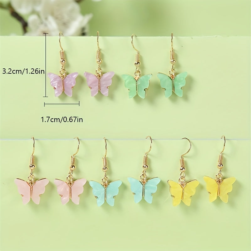 Colorful Butterfly Earrings Set for Girls - 5 Pairs