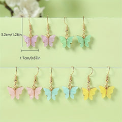 Colorful Butterfly Earrings Set for Girls - 5 Pairs