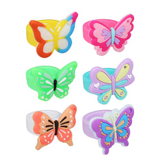 12 Colorful Butterfly Rings Pack For Girls