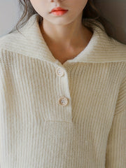 Girls Ribbed Knit Long Sleeve Collar Tops Casual Knitwear Kids Clothes