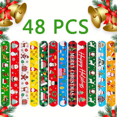 96pcs Christmas Snap Bracelets Party Favors Friendship Bracelets Supplies
