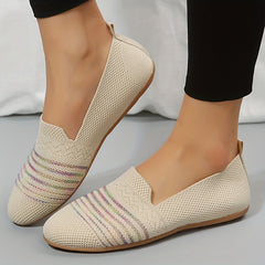 Women's Breathable Knit Flat Shoes Lightweight Slip On Shoes
