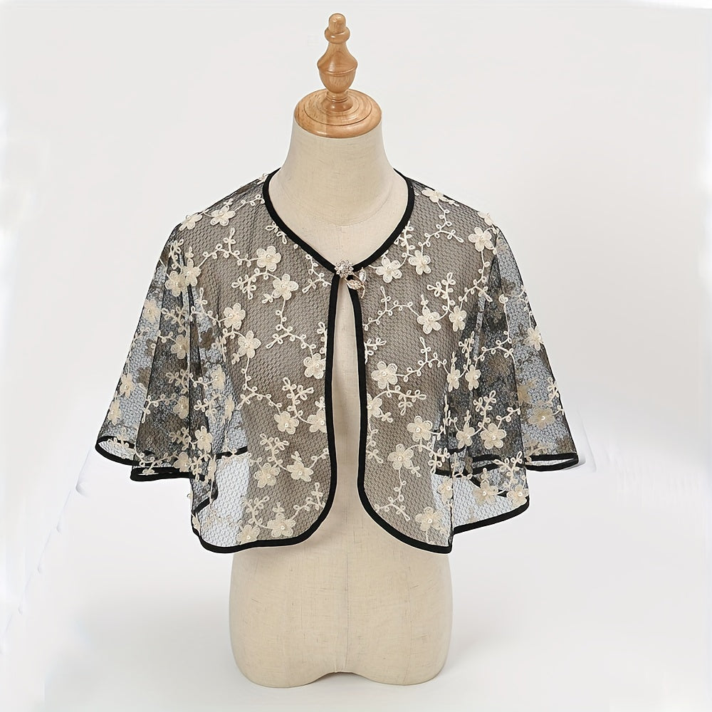 Flower Embroidery Hollow Shawl Thin Cape Dress Shawl Women Top