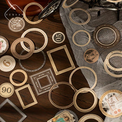 Retro DIY Circular Border Label 30 Sheets Pack