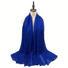 Solid Pearlescent Scarf Hijab Warm Shawl Women Windproof Head Wrap