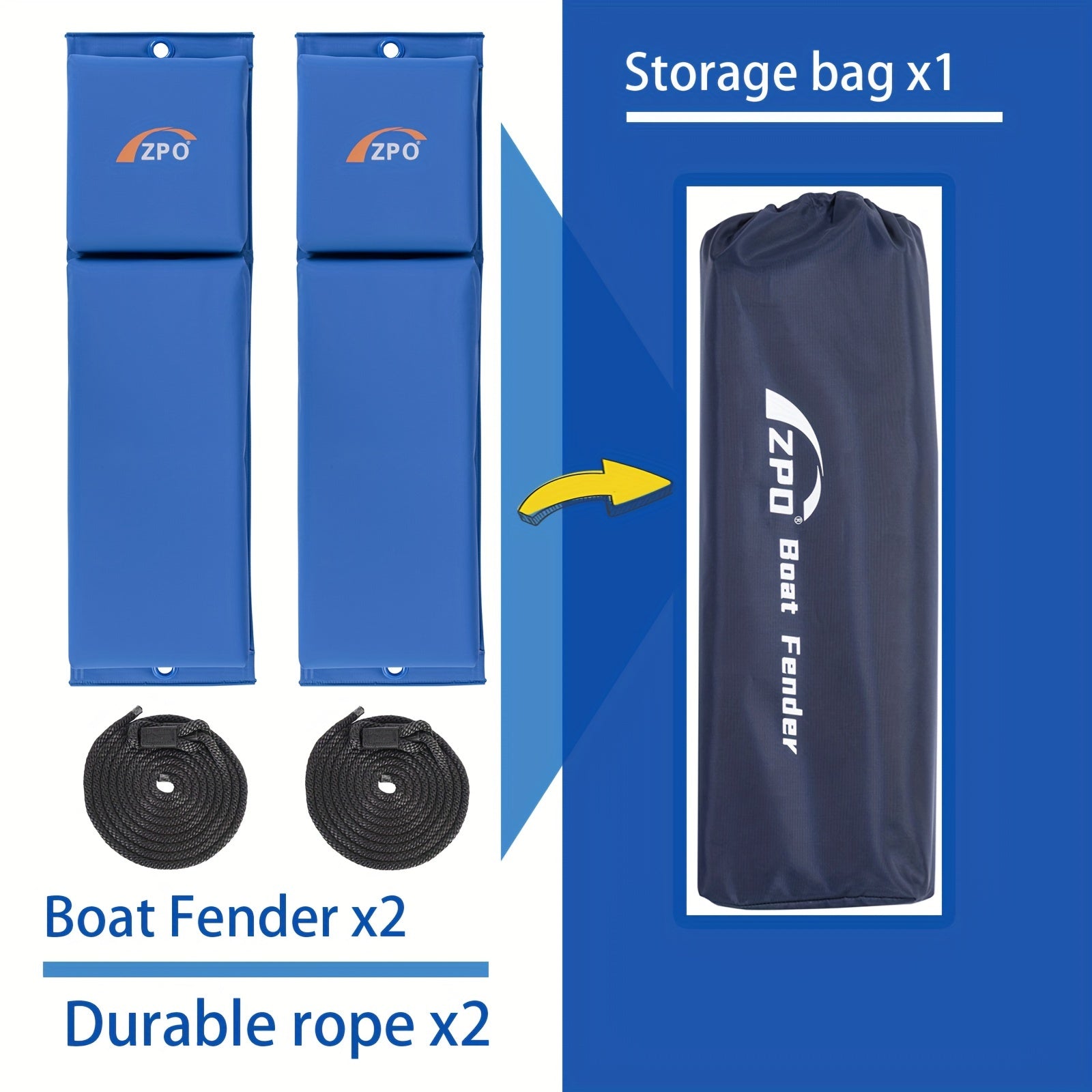 ZPO Boat Fender 2 Pack with Ropes 60 96X15 24X6