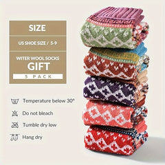 5 Pairs Women's Winter Warm Socks Thickened Soft Crew Socks