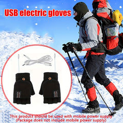 Rechargeable Heated Half Finger Gloves USB Charging Winter Hand Warmer