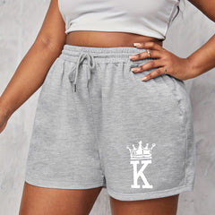 Women's Plus Crown Print Drawstring Shorts