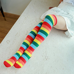 Striped Thigh High Socks Halloween Over The Knee Socks Women's Stockings