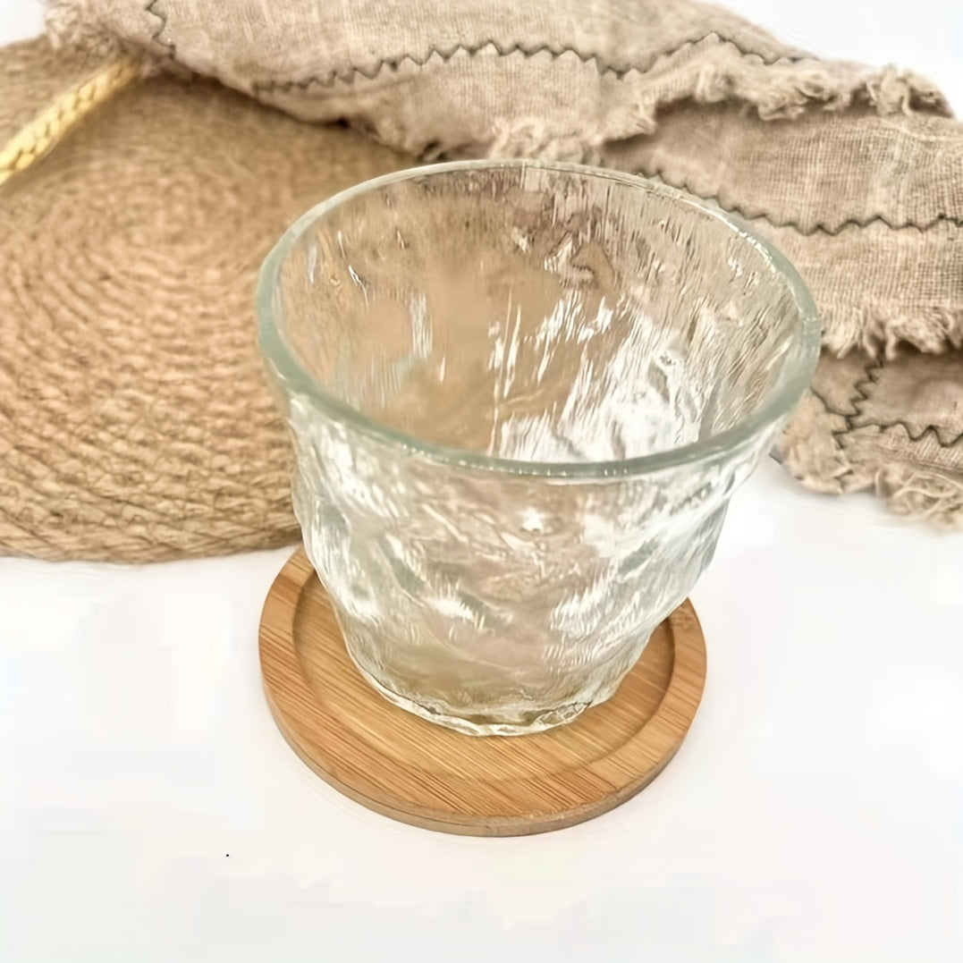 Bamboo Coaster Set for Drinks, Natural Wood Drink Coasters with Holder
