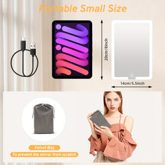 Travel Makeup Mirror with Lights 360 Stand & 10X Magnifying Mirror