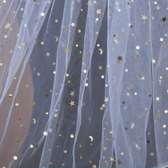 Double Layer Sequin Bridal Veil with Comb for Wedding M14