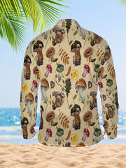 Men's Mushroom Print Casual Long Sleeve Shirt