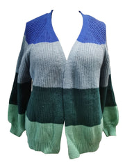 Colorblock Long Sleeve Open Front Cardigan
