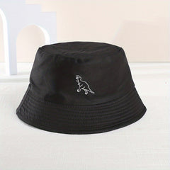 Kids Sunshade Embroidery Dinosaur Fisherman Hat