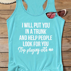 Casual Tank Top Women's Plus Slogan Print Vest Top