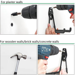 Steel Garage Hooks - Anti Slip Tool Storage Hangers for Wall Mounting