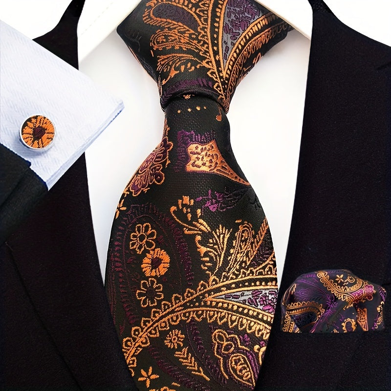 Men's Tie Pocket Square & Cufflinks Set