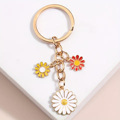 Cartoon Daisy Flower Keychain Key Ring Bag Charm Accessory Girls Gift