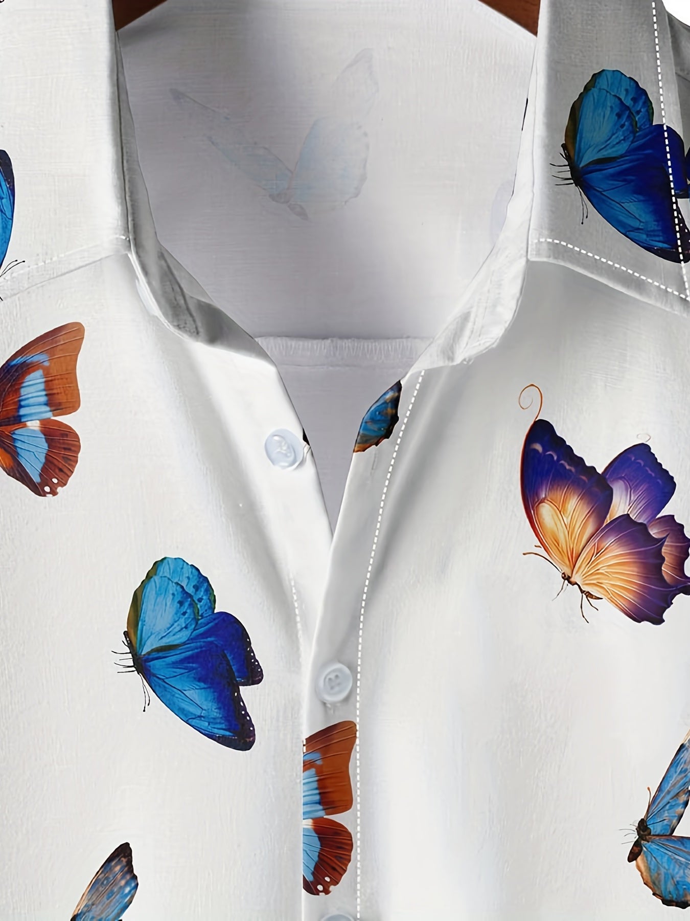 Butterfly Pattern Hawaiian Shirt Men's Casual Allover Print Short Sleeve Shirt