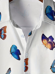 Butterfly Pattern Hawaiian Shirt Men's Casual Allover Print Short Sleeve Shirt