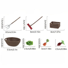 7pcs Garden Tool and Vegetable Set Micro Farm Ornaments