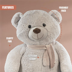 Giant Teddy Bear with Scarf Huge Soft Plush Toy Big Cuddly Teddy
