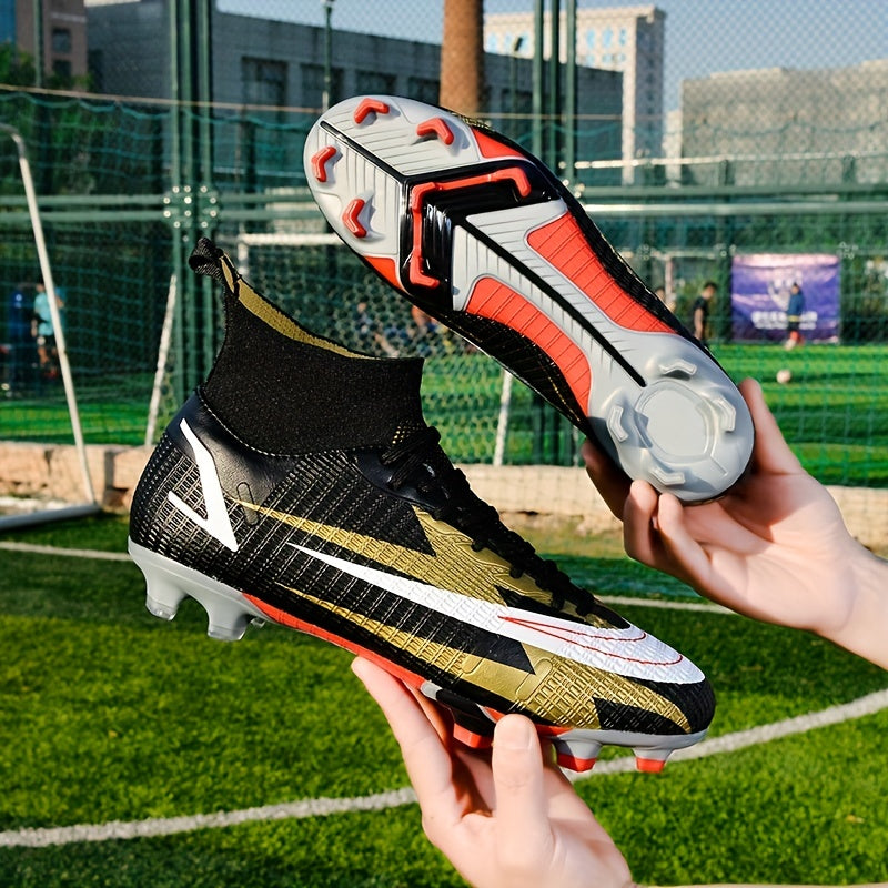 Men's Spiked Football Boots Outdoor Lightning Pattern Anti-skid Soccer Cleats