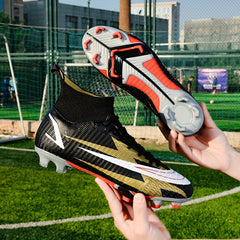 Men's Spiked Football Boots Outdoor Lightning Pattern Anti-skid Soccer Cleats
