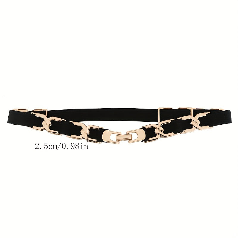 Elegant X-Shaped Metal Belt Elastic Waist Girdle for Women