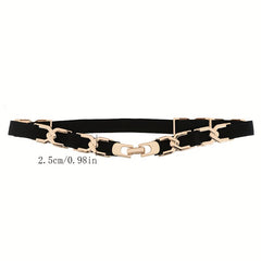 Elegant X-Shaped Metal Belt Elastic Waist Girdle for Women