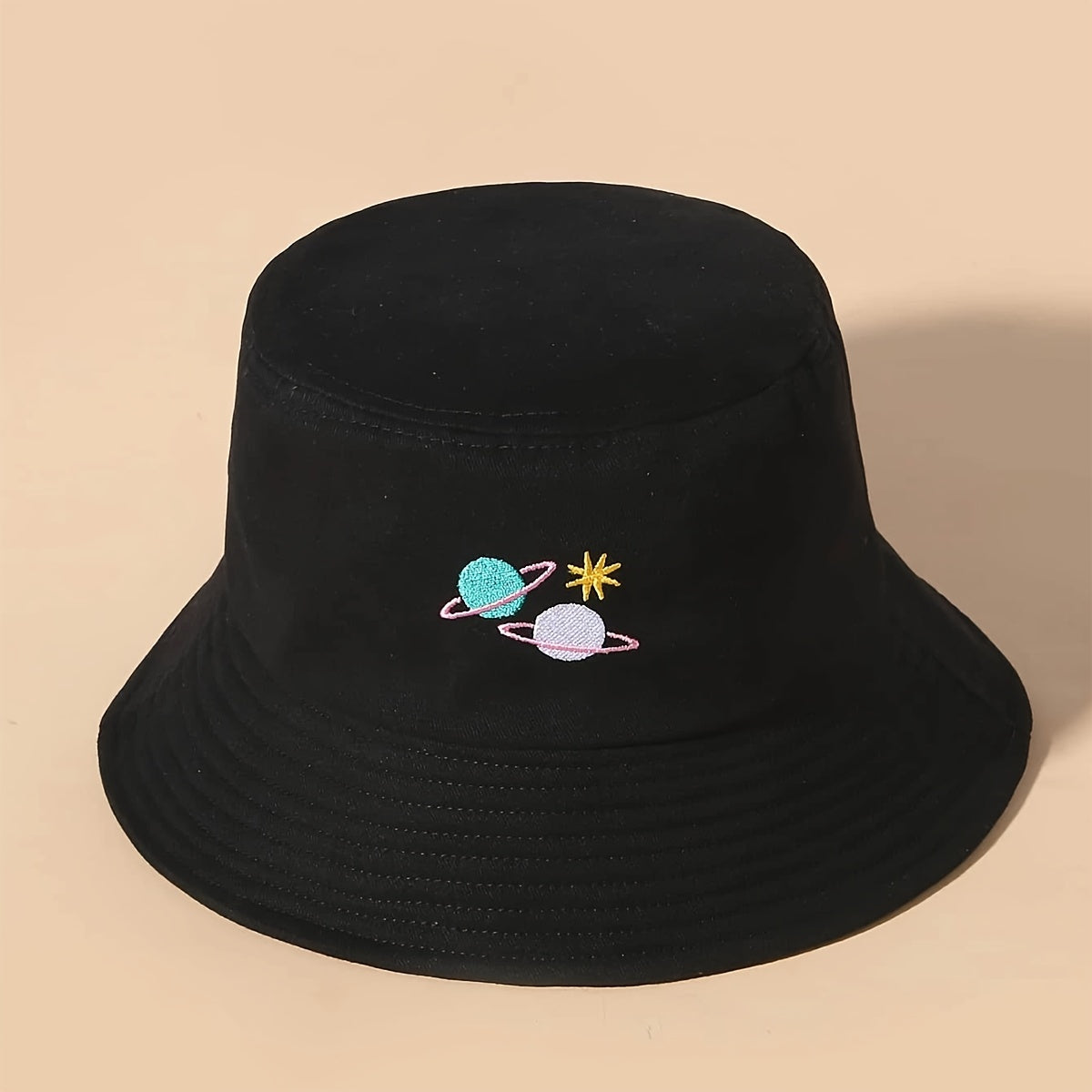Planet Embroidered Bucket Hat Cartoon Hat For Women Christmas Gift For Her